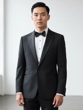 Black Tuxedo Notch Lapel SLIM FIT (Wool and Cashmere)